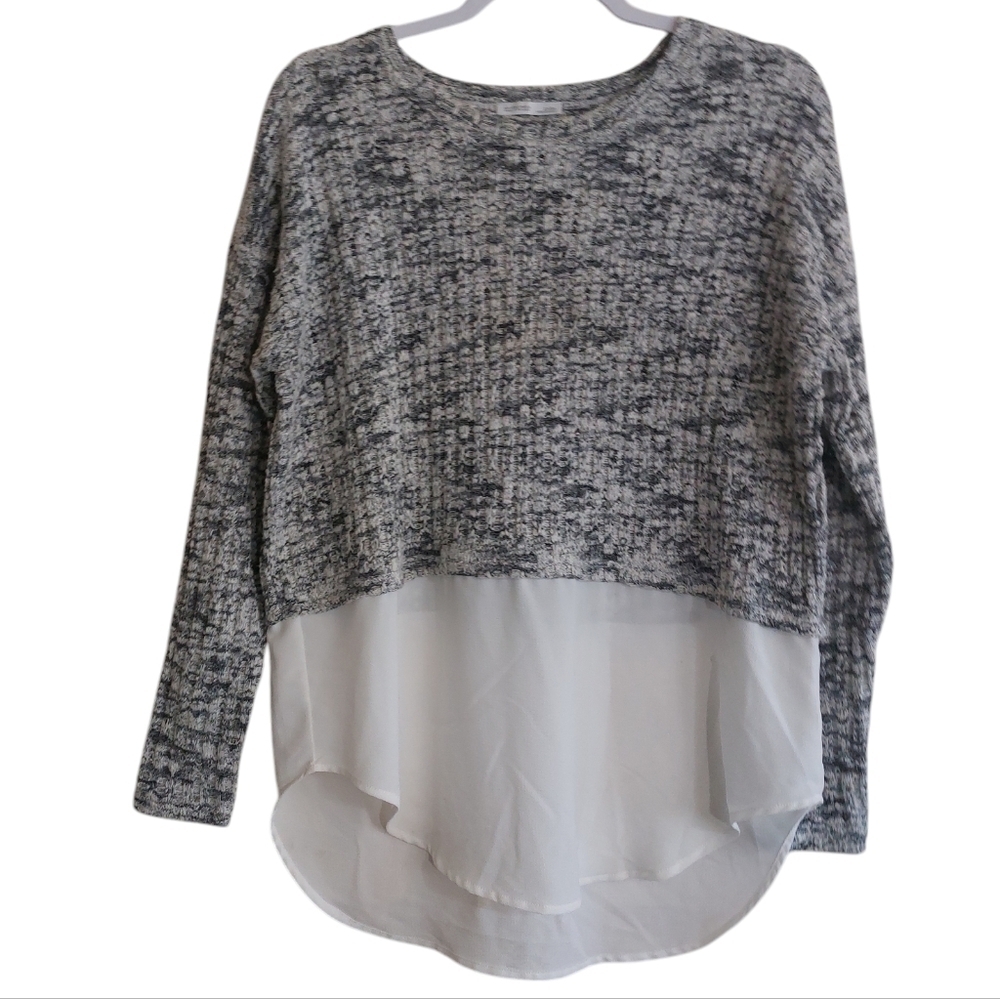 Zara Long Sleeve Chic Two-Tone Sweater Top- size S
